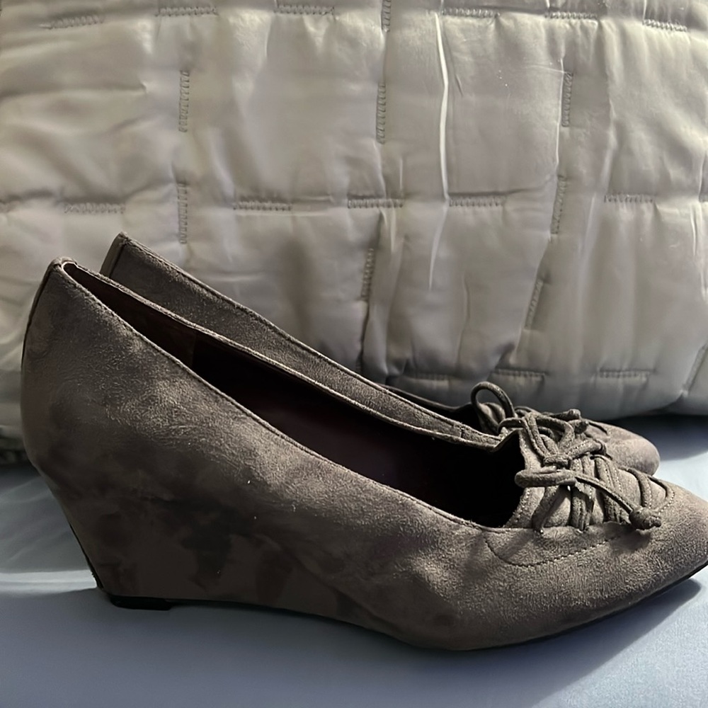 BCBG suede wedge